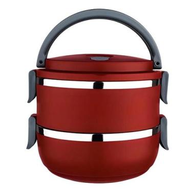 Imagem de Marmita dupla inox 1,4l com alça euro home vermelho