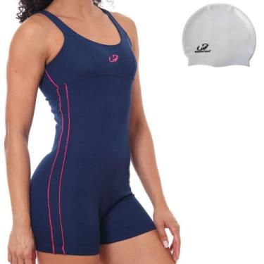 Imagem de Macaquinho Natação + Touca silicone Slim Helanca  Hammerhead, GG, Mari