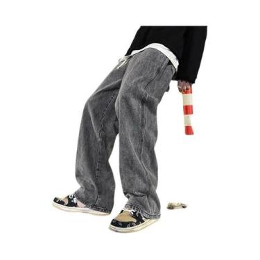 Imagem de Calças Jeans Masculinas Largas E Retas Estilo Coreano Moda Streetwear 