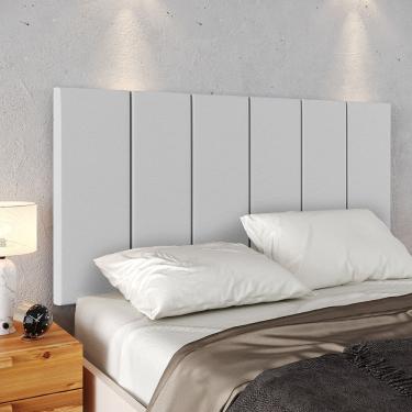 Imagem de Cabeceira Suspensa Estofada Decoração Quarto Cama Box Casal 1,40 Julia Branco Corino - Lojas Rpm