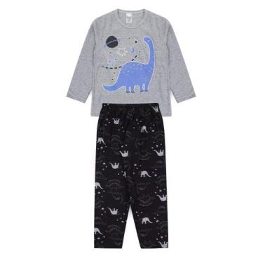 Imagem de Pijama Infantil Masculino Inverno Dino - Hey Kids Mescla - HeyKids, 8,