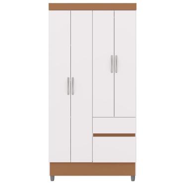Imagem de Guarda Roupa Solteiro Plus 10090 4 Portas de Bater 2 Gavetas MDP Branco Camarim Milani Movelaria