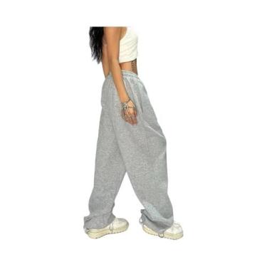 Imagem de Calças De Moletom Femininas Harajuku De Perna Larga, Sólidas, Oversize