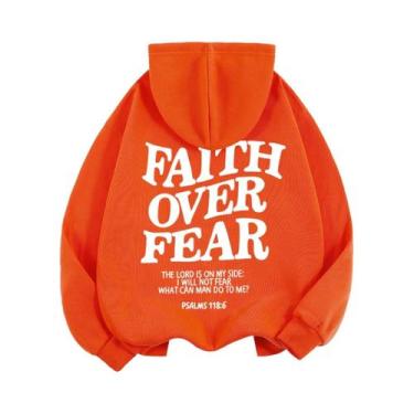 Imagem de Moletom Feminino De Fleece Com Estampa De Letras 'Faith over Fear', Qu