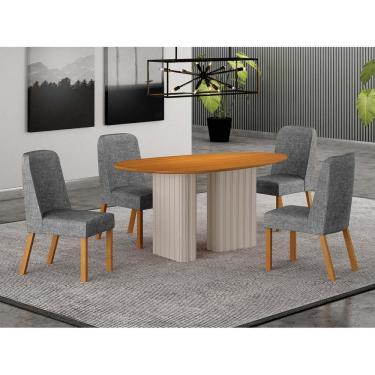 Imagem de Conjunto jantar 4 cadeiras maciça 1,35x90 Iza - Arbo Design