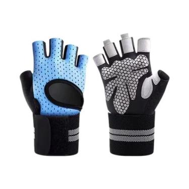 Imagem de Luvas De Academia Unissex Meio Dedo Com Suporte De Punho Para Exercíci