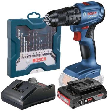 Imagem de Parafusadeira de Impacto 65NM Brushless com 2 Baterias 2,0ah Carregador e Kit Brocas 15 Peças BOSCH