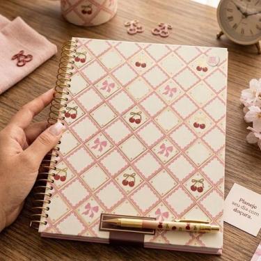 Imagem de Caderno Universitário Feminino Capa Dura Sweet Cherry Escolar Folhas P