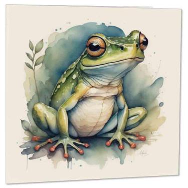 Imagem de Cartão de felicitações Ilustração de sapo Purple Fox 14,5 x 14,5 cm