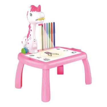 Imagem de Mesa Projetora Infantil Unicórnio Rosa com Canetinhas Zoop