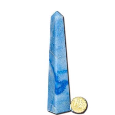 Imagem de Obelisco Quartzo Azul Natural 18 a 20 cm 400 a 600 g - Tipo B - Crista