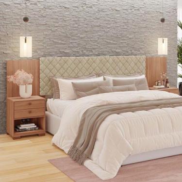 Imagem de Cabeceira Box Gold New Regulável 2 Mesas de Cabeceira 100% MDF - MH Mó