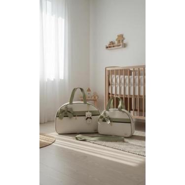 Imagem de KR RK Bolsas PERSONALIZADA Kit Maternidade Mala e Mala Média, Off whit