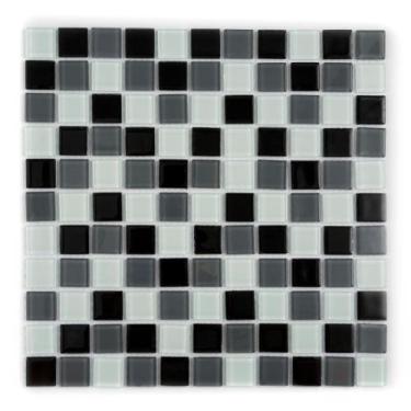 Imagem de Placa Pastilha Vidro Parede 30cm X 30cm Branco/cinza/Preto - DOCELAR