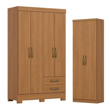 Imagem de Guarda Roupa Lima 04 Portas E 02 Gavetas Com Pés Be12 Com Armário Multiuso Margarida Ci...