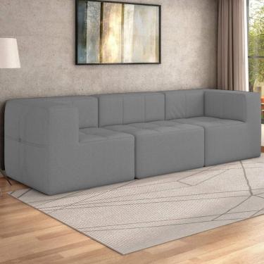 Imagem de Sofá Modulado Na Caixa 3 Lugares 231cm Espuma D33 Multimóveis CR45354 Cinza