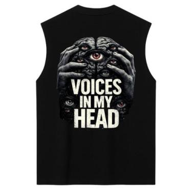 Imagem de REGATA OVERSIZED PRETA AFTER VOICES IN MY HEAD - 100% Algodão Premium,