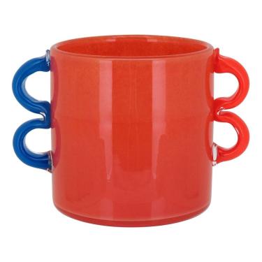 Imagem de VASO DECORATIVO ENFEITE PLANTA VIDRO 15x21x21cm LARANJA