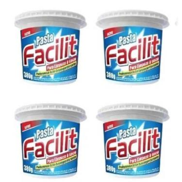 Imagem de KIT 4Pasta FACILIT 380g Limpeza a Seco Cozinha Carro Carpetes Pneus Ba