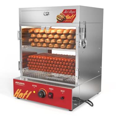 Imagem de Cozedor a Vapor para Cachorro-Quente ROVSUN 46L 110V 500W com 2 Andare