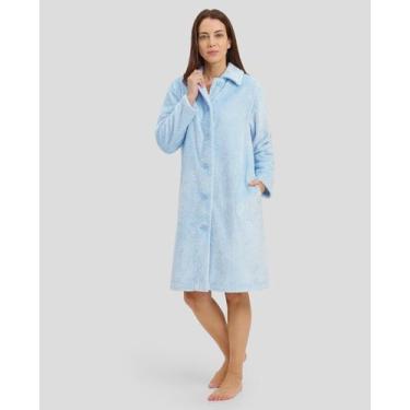 Imagem de Roupão Feminino Jacquard com Botões Azul Celeste Lohe, Azul celeste, P