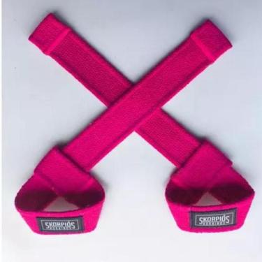 Imagem de Par de Strap Algodão Profissional Academia Treino de Força Pink Rosa P