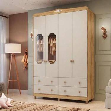 Imagem de Guarda-roupa de Bebê 4 Portas e 4 Gavetas 156cm Mdf Maya Provençal Yes