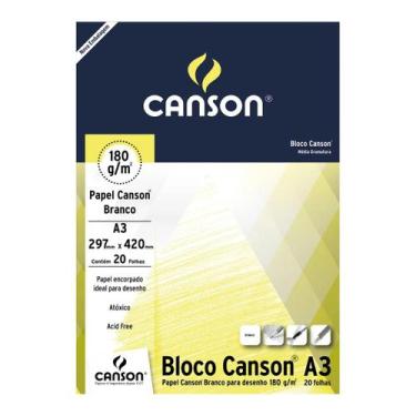 Imagem de Bloco Papel Canson Desenho Branco 20 Folhas A3 180g