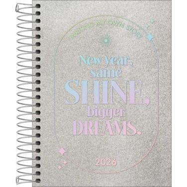 Imagem de Agenda Espiral Diária 11,7 x 16,4 cm Shine 2026 - Prata - Cambridge Sh