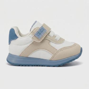 Imagem de Tênis Klin Mini Walk Infantil Branco com Azul, Branco, Linho, Azul oce