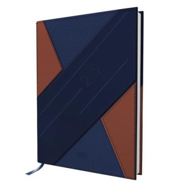 Imagem de Agenda Mini Executiva Costurada Azul e Marrom 2025 - DAC, 220g