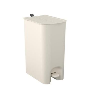 Imagem de Lixeira Com Pedal Borboleta 20l Bege Com Alça Cinza Coza