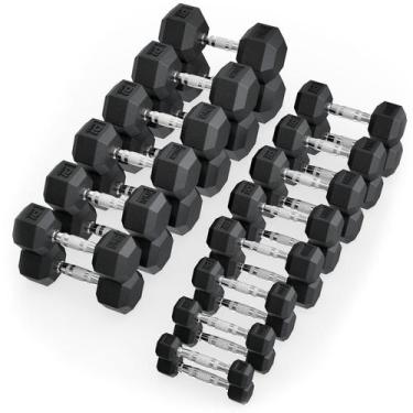 Imagem de Kit Halter Dumbbell Sextavado Emborrachado Cromado 1 a 20kg - D1 Fitne