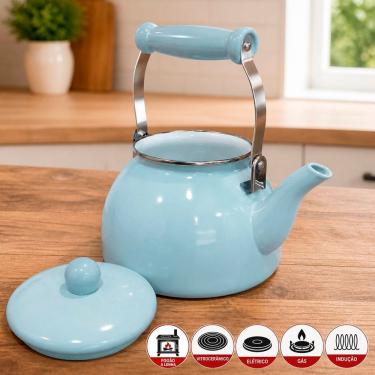 Imagem de Chaleira Esmaltada 2,5L Aço Esmaltado Vintage para Todos os Fogões Grafite