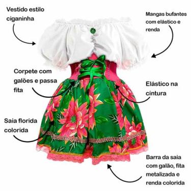 Imagem de Vestido Caipira Feminino Adulto Festa Junina de Luxo + Chapéu - Fantas