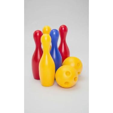 Imagem de Jogo Boliche Infantil 6 Pinos 2 Bolas Plástico Colorido - Congratulati