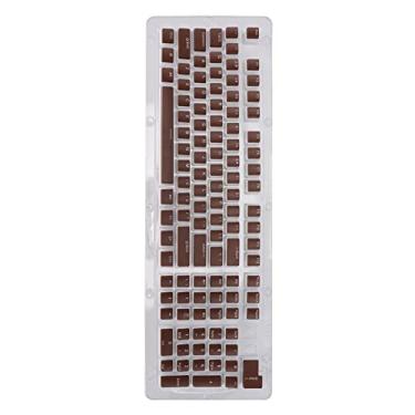 Imagem de Teclado com 110 teclas, aplicações de ampla gama Teclas do teclado Resistente ao desgaste durável para a maioria dos teclados mecânicos(Branco marrom escuro)