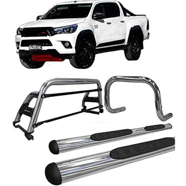Imagem de Kit quebra mato+Estribo Oval +Santo Ant H2 Hilux 16/20 CROMO