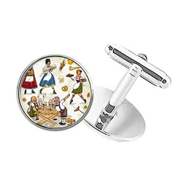 Imagem de DIYthinker Abotoaduras com clipe de botão redondo para culturas alfandegárias de café da manhã da Alemanha