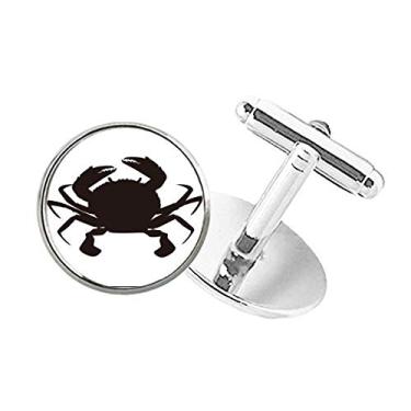 Imagem de DIYthinker Abotoaduras de pressão de botão redondo com estampa de caranguejo preto com organismo marinho