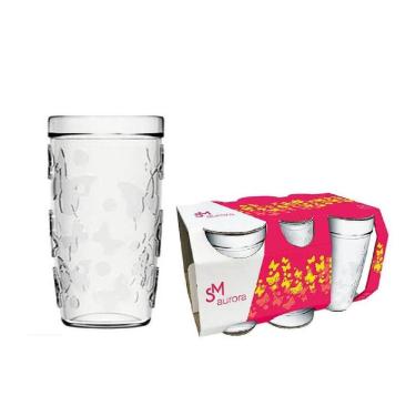 Imagem de Conjunto Com 6 Copos De Vidro Decorado Flores 270Ml Nadir