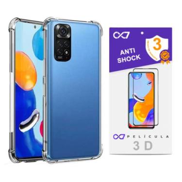Imagem de Kit Capa Anti impacto COMPATIVEL Com Redmi Note 11S + Película De Vidro FULL COVER 3D (Tela 6.6) (C7COMPANY)