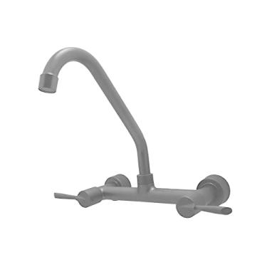 Imagem de Torneira Misturador Para Cozinha Preto Fosco Grafite Parede Metal