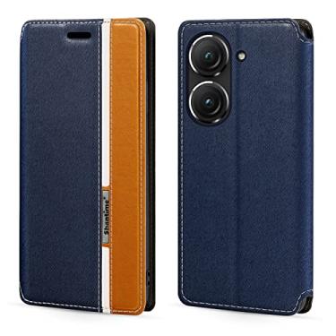 Imagem de Shantime Capa para Asus ZenFone 9, capa flip de couro com fecho magnético multicolorida fashion com porta-cartão para Asus ZenFone 9 (5,92 polegadas), azul