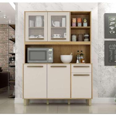 Imagem de Cozinha Compacta Rubi 5 Pt 1 Gv Cinamomo E Off White - Valdemóveis