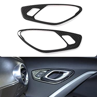 Imagem de RT-TCZ Moldura interna de fibra de carbono da tampa da maçaneta da porta ABS decoração acessórios interiores compatíveis com Chevrolet Camaro 2017 2018 2019 2020 2021 2022
