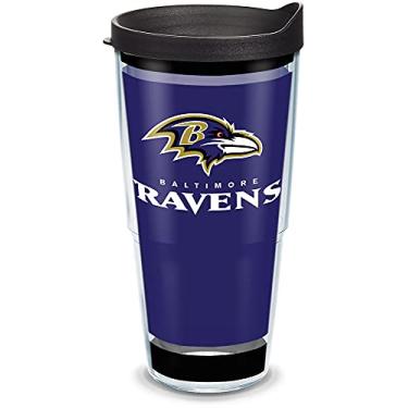 Imagem de Tervis NFL Baltimore Ravens - Copo isolado Touchdown com envoltório e tampa preta para viagem, 680 g - Tritan, transparente