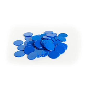 Imagem de Plastic Counters: Blue Color Gaming Tokens (Hard Colored Plastic Coins, Markers and Discs for Bingo Chips, Tiddly Winks, Checkers, and Other Board Game Playing Pieces) | 50 Pieces