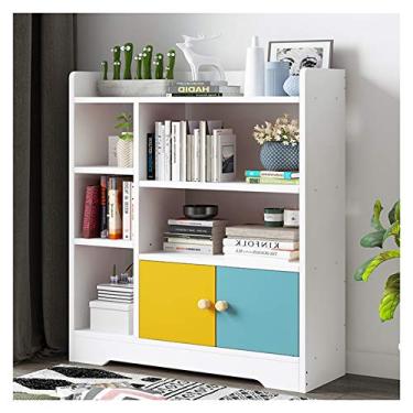 Imagem de KIZQYN Estante de 3 prateleiras Estante de madeira aberta para livros, revistas, DVDs e muito mais - Estante independente de economia de espaço em design moderno para estante de uso doméstico e escritório (Cor: ouro)