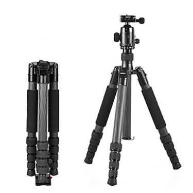 Imagem de GOWE Tripé profissional de fibra de carbono para viagem fotográfico portátil + cabeça esférica para câmera digital SLR